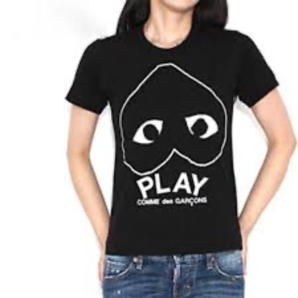 Comme des Garçons PLAY Black Graphic Logo Tee Made in Japan Size L